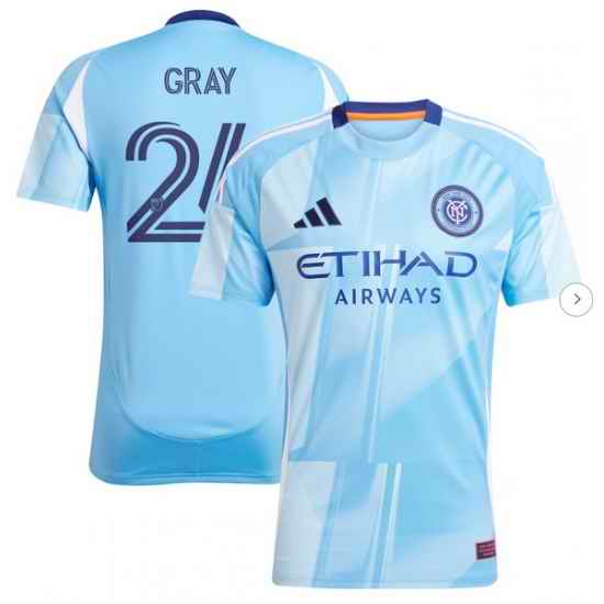 Men's New York City FC Tayvon Gray adidas Light Blue 2025 The Excelsior Kit Replica Player Jersey